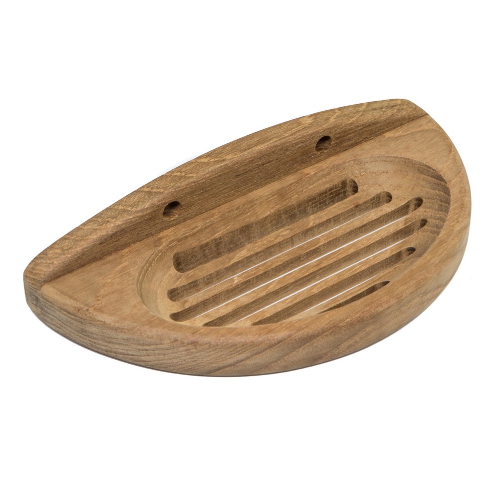 Traditional Solid Teak Wall Mount Oval Soap Dish — view 2
