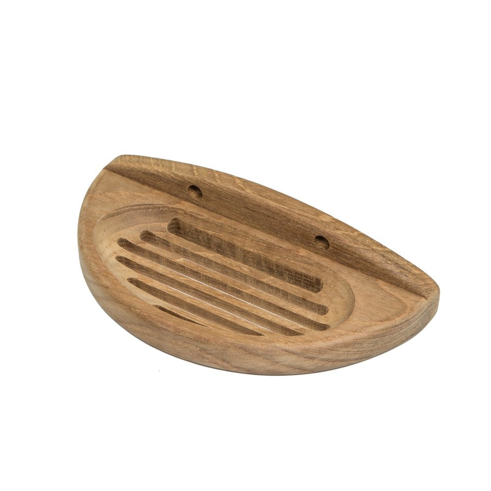 Traditional Solid Teak Wall Mount Oval Soap Dish — view 3