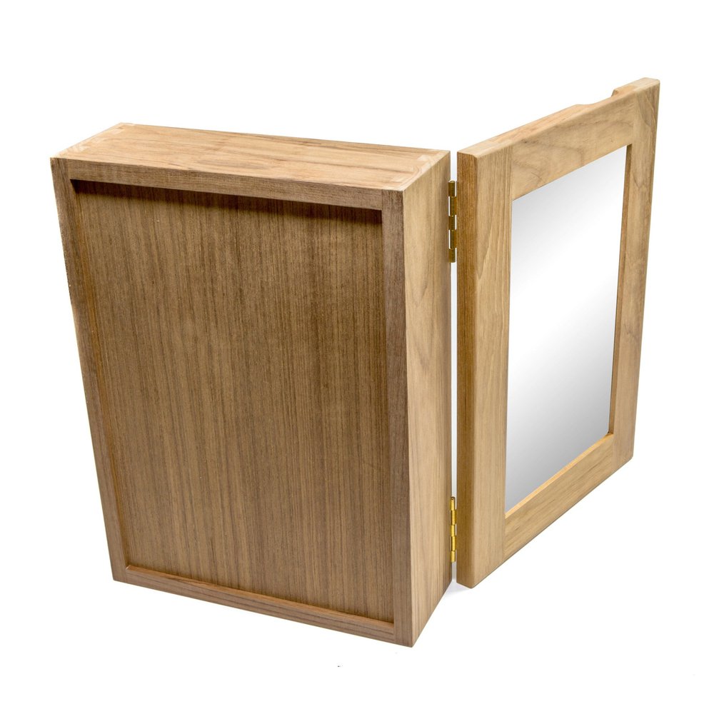 Solid Teak Mirrored Hanging Medicine Cabinet — view 2
