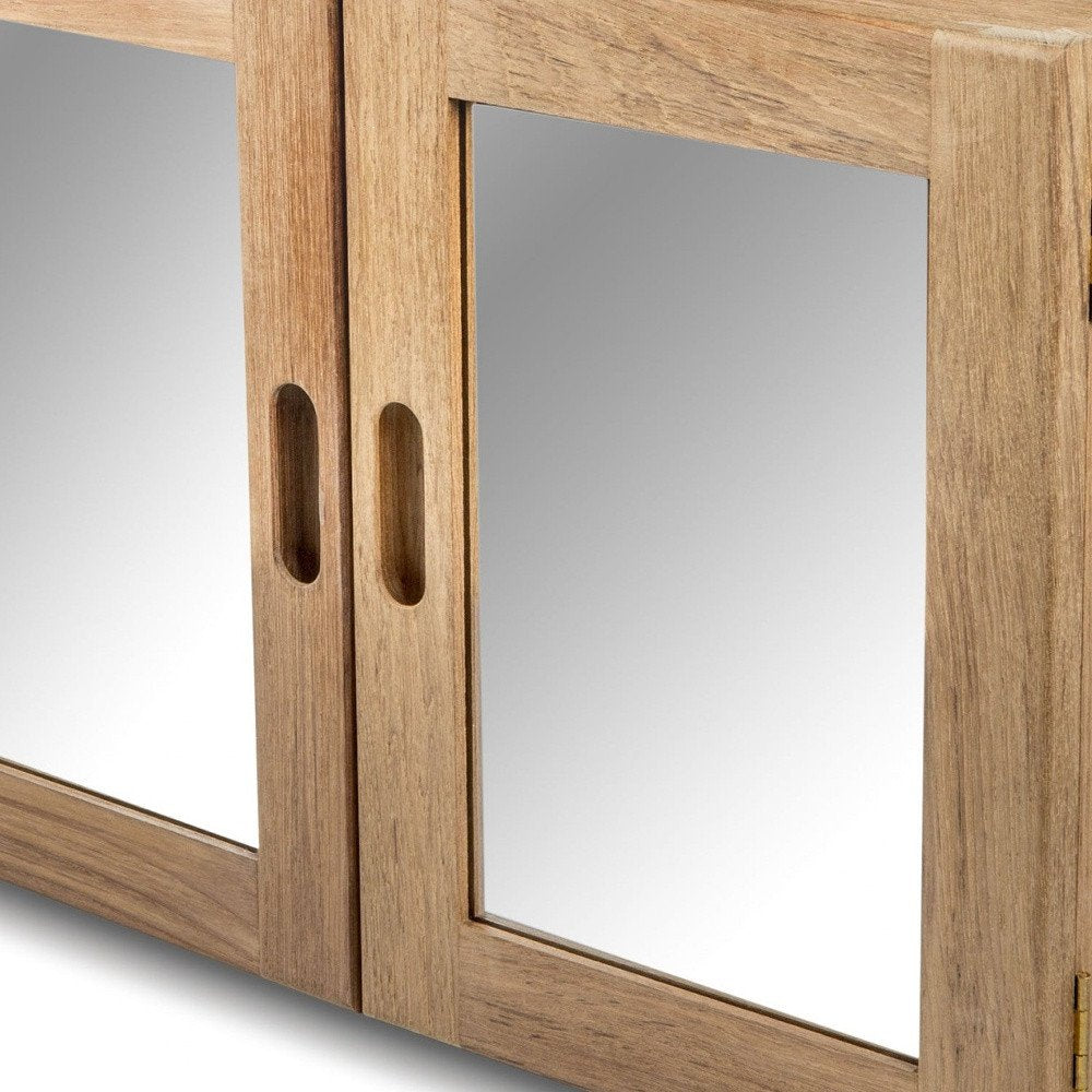 Traditional Solid Teak Double Door Mirrored Medicine Cabinet — view 6