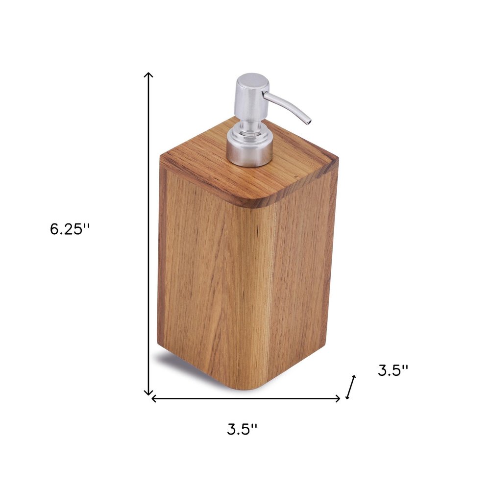 Designer Genuine Teak Soap Dispenser HomeRoots