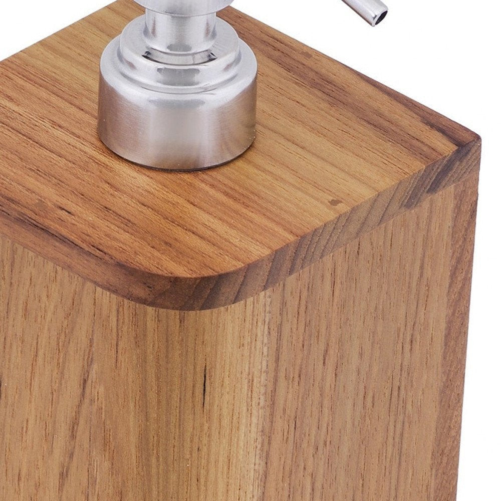 Designer Genuine Teak Soap Dispenser HomeRoots