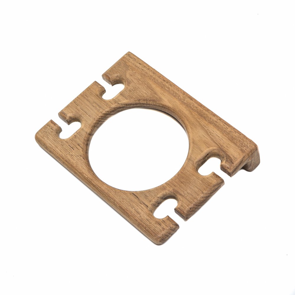 Traditional Solid Teak Wall Mount Cup and Toothbrush Holder — view 2