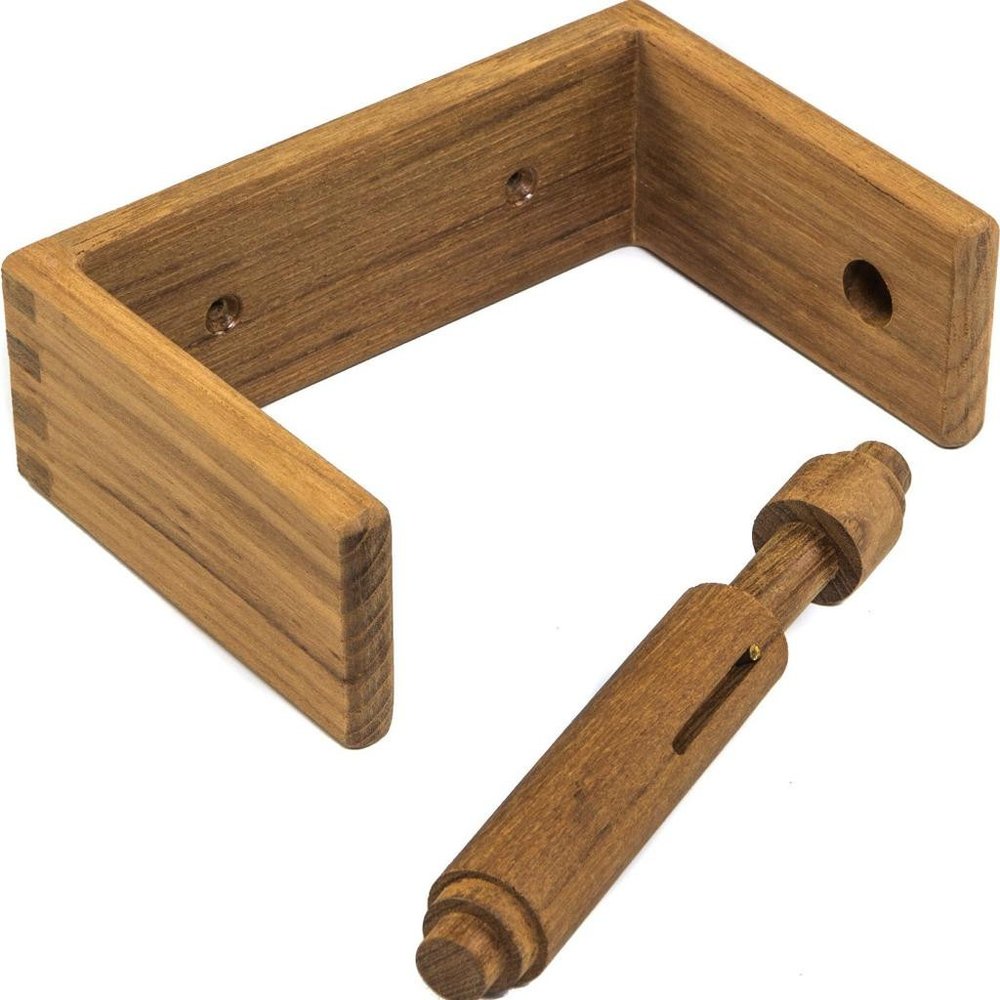 Traditional Solid Teak Wall Mount Toilet Paper Holder — view 2