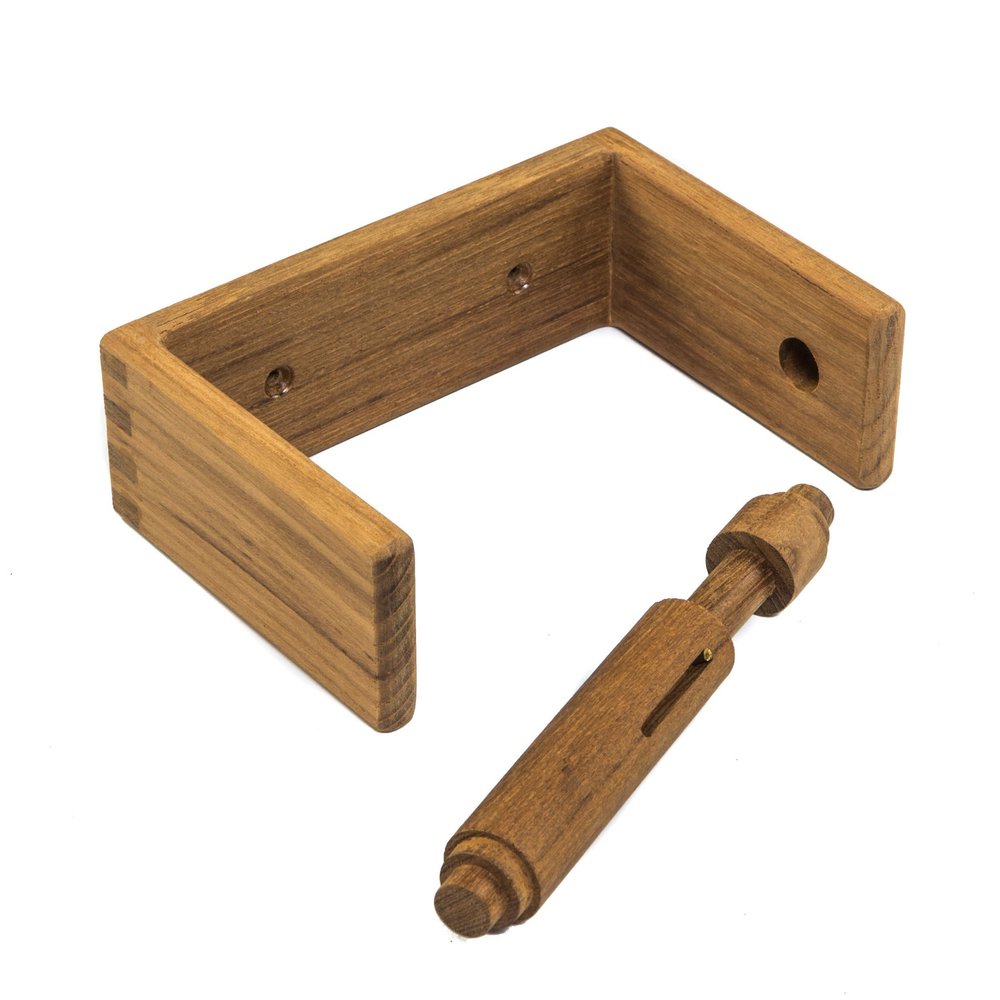 Traditional Solid Teak Wall Mount Toilet Paper Holder — view 1