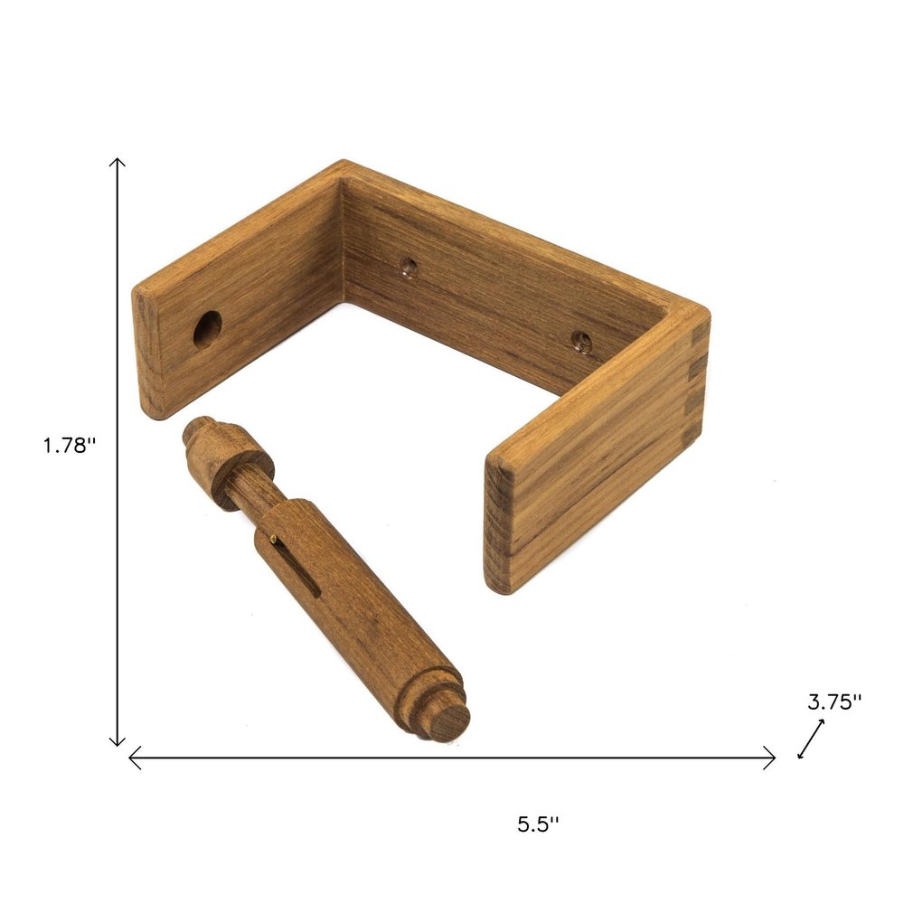Traditional Solid Teak Wall Mount Toilet Paper Holder — view 4
