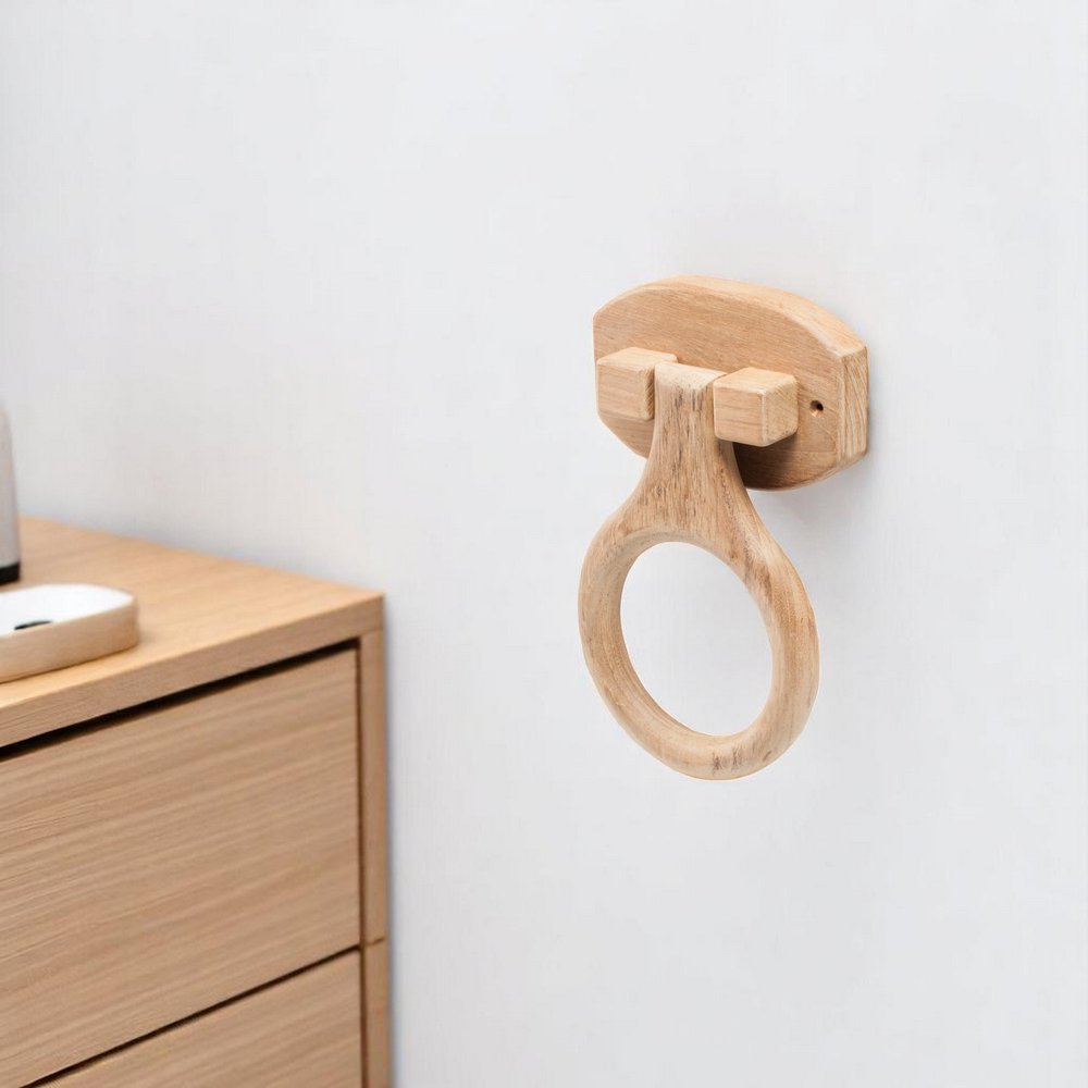 Traditional Solid Teak Heavy Duty Towel Ring HomeRoots