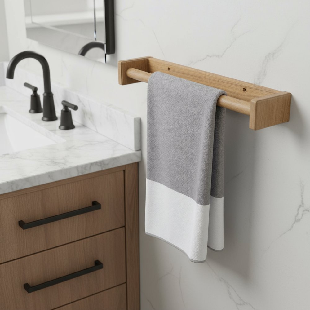 16" Traditional Solid Teak Towel Bar — view 8