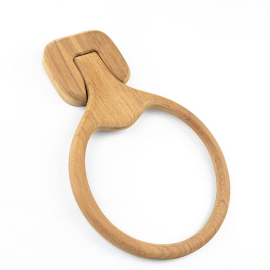 Natural Solid Teak Wood Wall Mount Towel Ring HomeRoots
