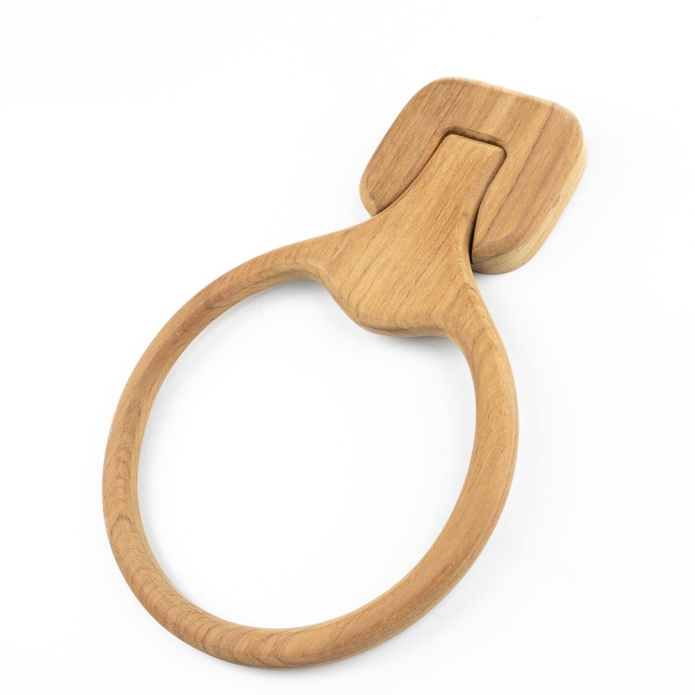 Natural Solid Teak Wood Wall Mount Towel Ring HomeRoots
