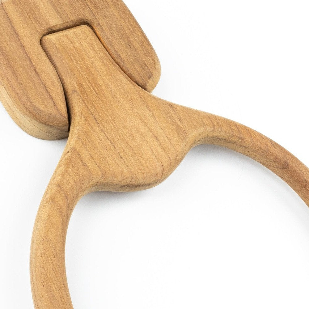 Natural Solid Teak Wood Wall Mount Towel Ring HomeRoots