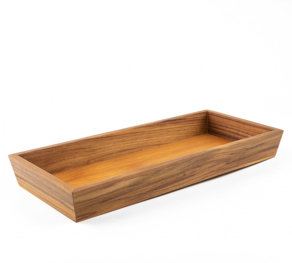 15" Brown Solid Teak Vanity Tray — view 1