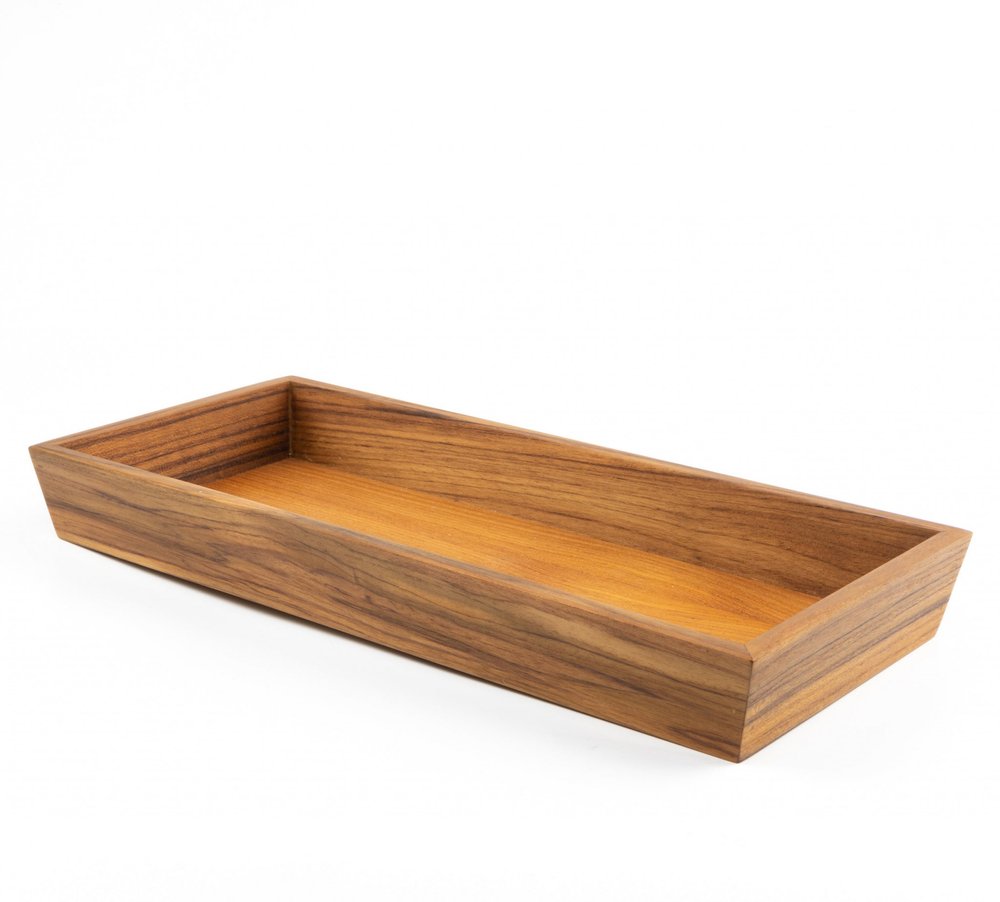 15" Brown Solid Teak Vanity Tray — view 3