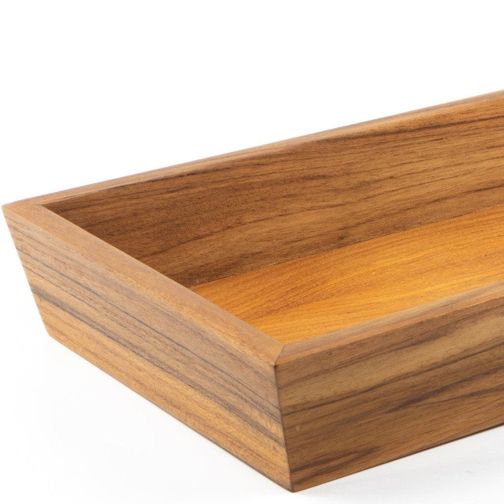 15" Brown Solid Teak Vanity Tray — view 4