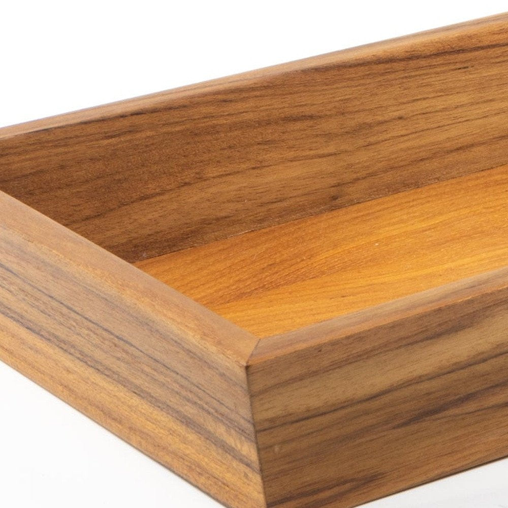 15" Brown Solid Teak Vanity Tray — view 5