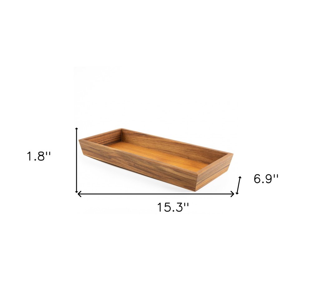 15" Brown Solid Teak Vanity Tray — view 6