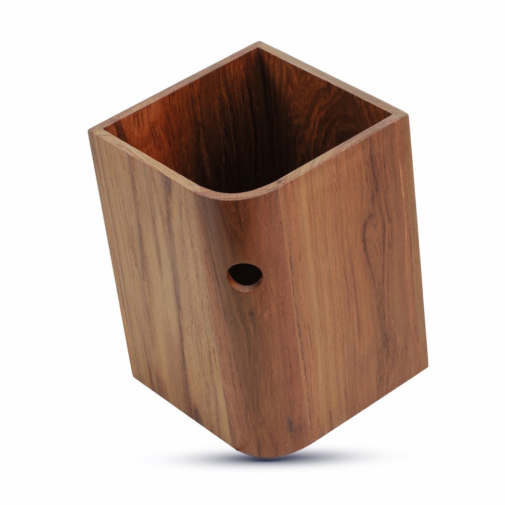 Designer Genuine Teak Waste Basket HomeRoots