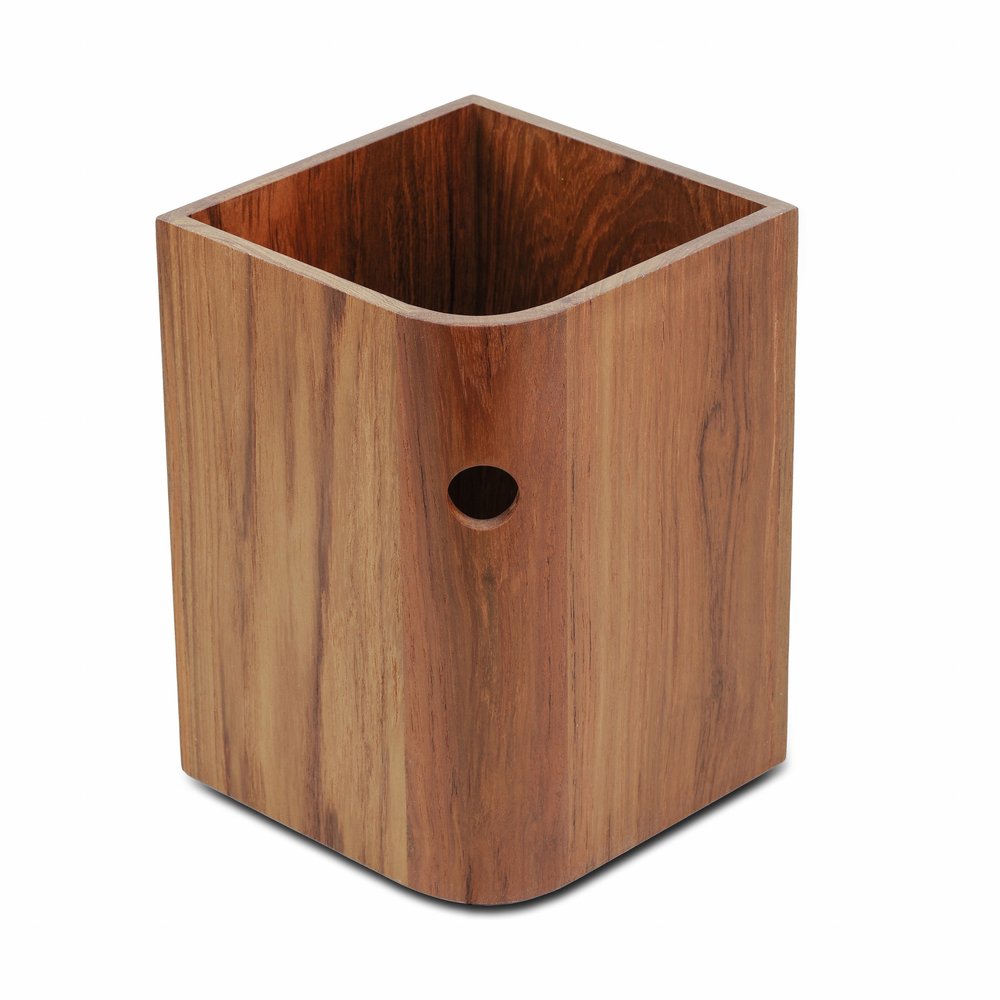 Designer Genuine Teak Waste Basket HomeRoots