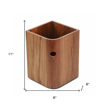 Designer Genuine Teak Waste Basket HomeRoots