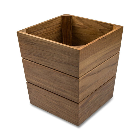 12" Traditional Solid Teak Large Waste Basket HomeRoots