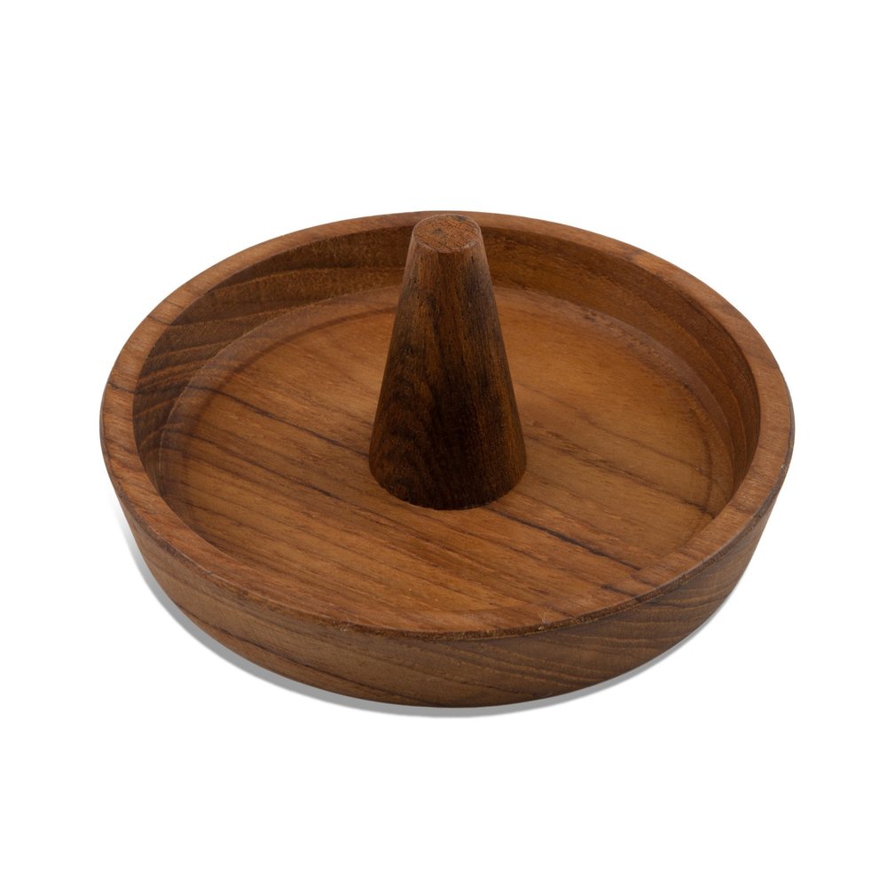 Traditional Solid Teak Ring Cone Jewelry Dish — view 3