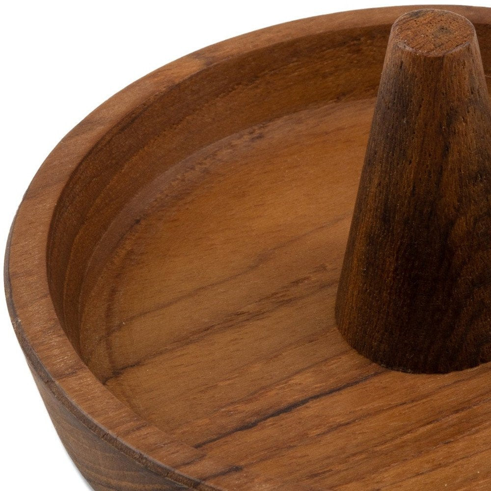 Traditional Solid Teak Ring Cone Jewelry Dish — view 5