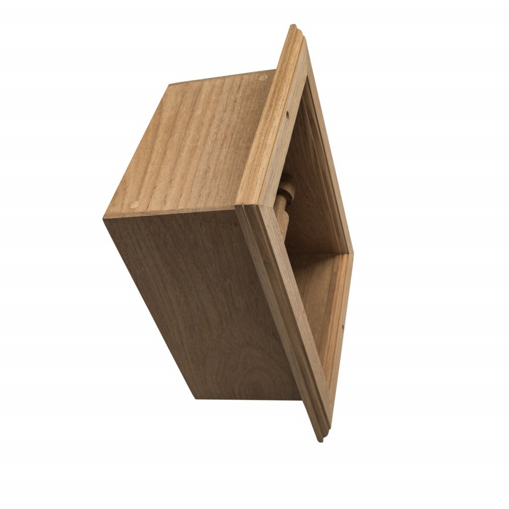 Traditional Solid Teak Recessed Wall Mount Toilet Paper Holder — view 2