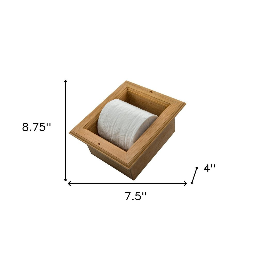 Traditional Solid Teak Recessed Wall Mount Toilet Paper Holder — view 5