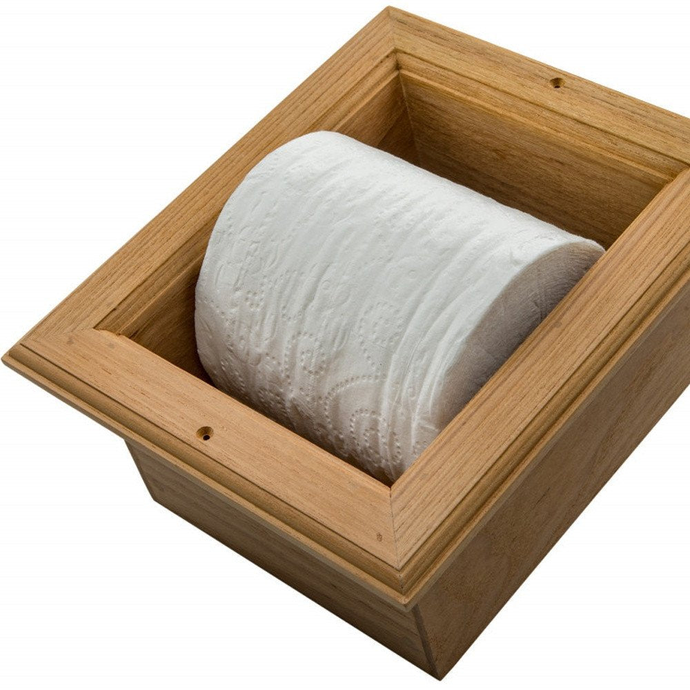 Traditional Solid Teak Recessed Wall Mount Toilet Paper Holder — view 7