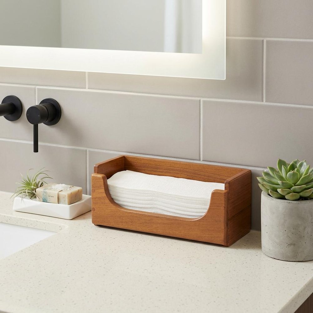 Traditional Solid Teak Guest Paper Towel Holder — view 10
