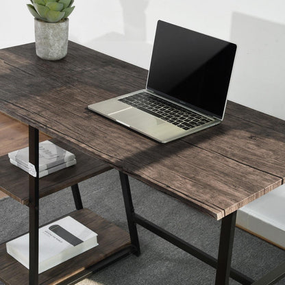 Modern Home Office Computer Table With Storage Shelves - Vintage Brown - FurniFindUSA