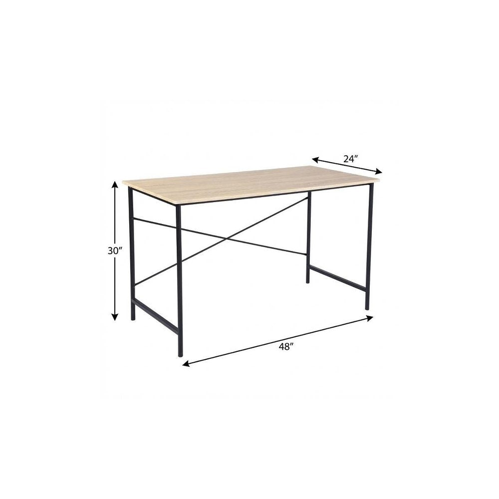 48" Natural and Black Wood and Aluminum Computer Desk HomeRoots