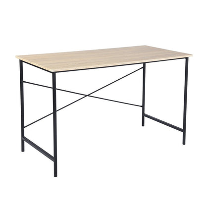 47" Natural and Black Wood and Aluminum Computer Desk HomeRoots