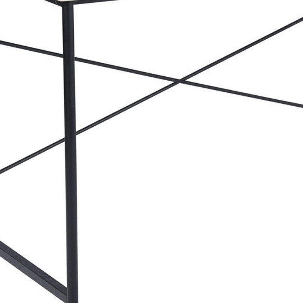 47" Natural and Black Wood and Aluminum Computer Desk HomeRoots