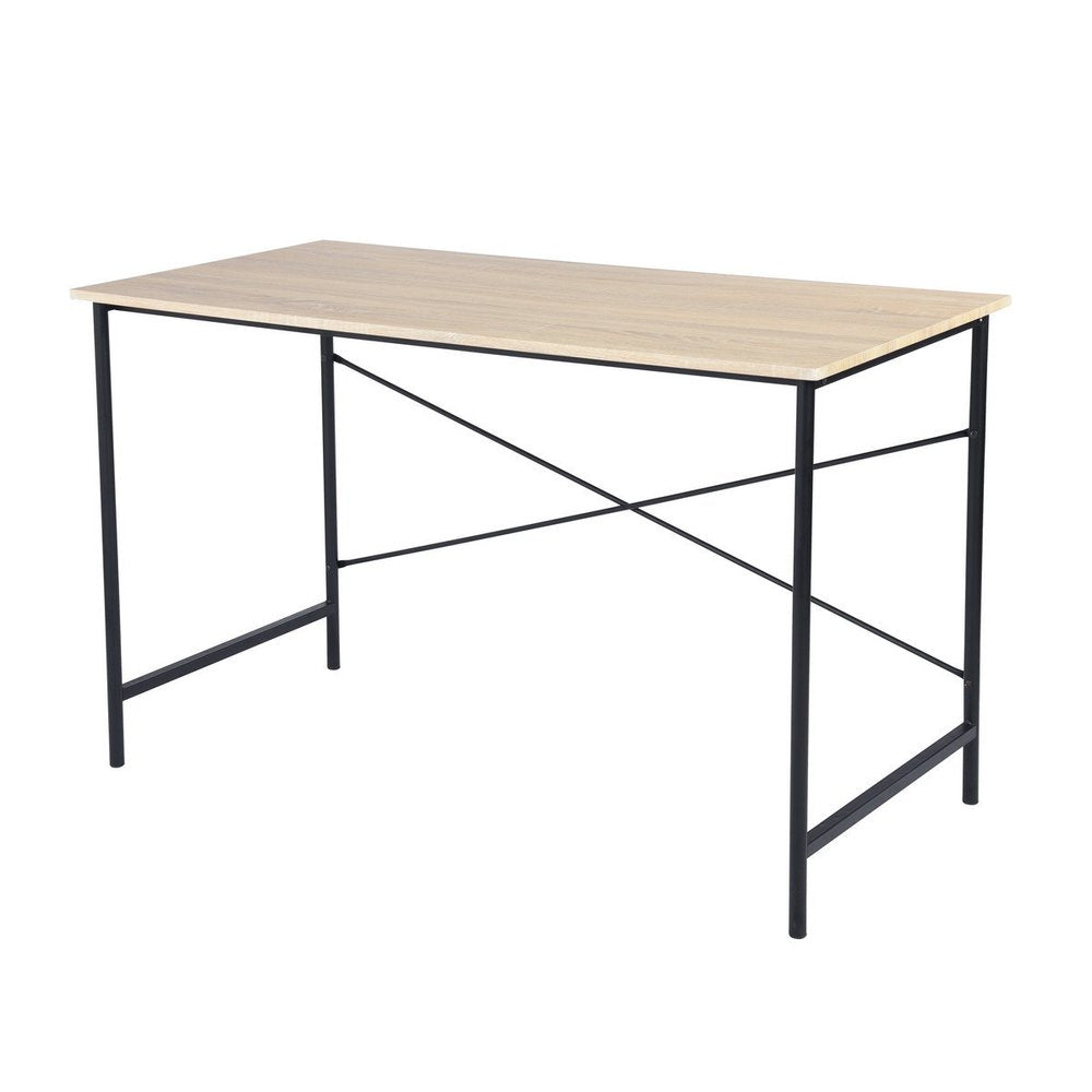 47" Natural and Black Wood and Aluminum Computer Desk HomeRoots