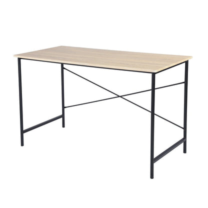 47" Natural and Black Wood and Aluminum Computer Desk HomeRoots