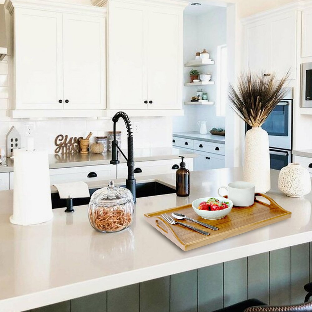 Designer Solid Teak 19" Serving Tray HomeRoots