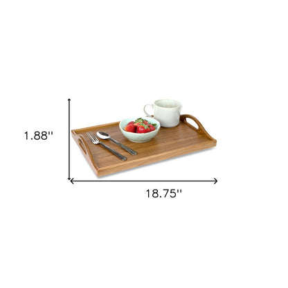 19" Brown Teak Handmade Serving Tray HomeRoots