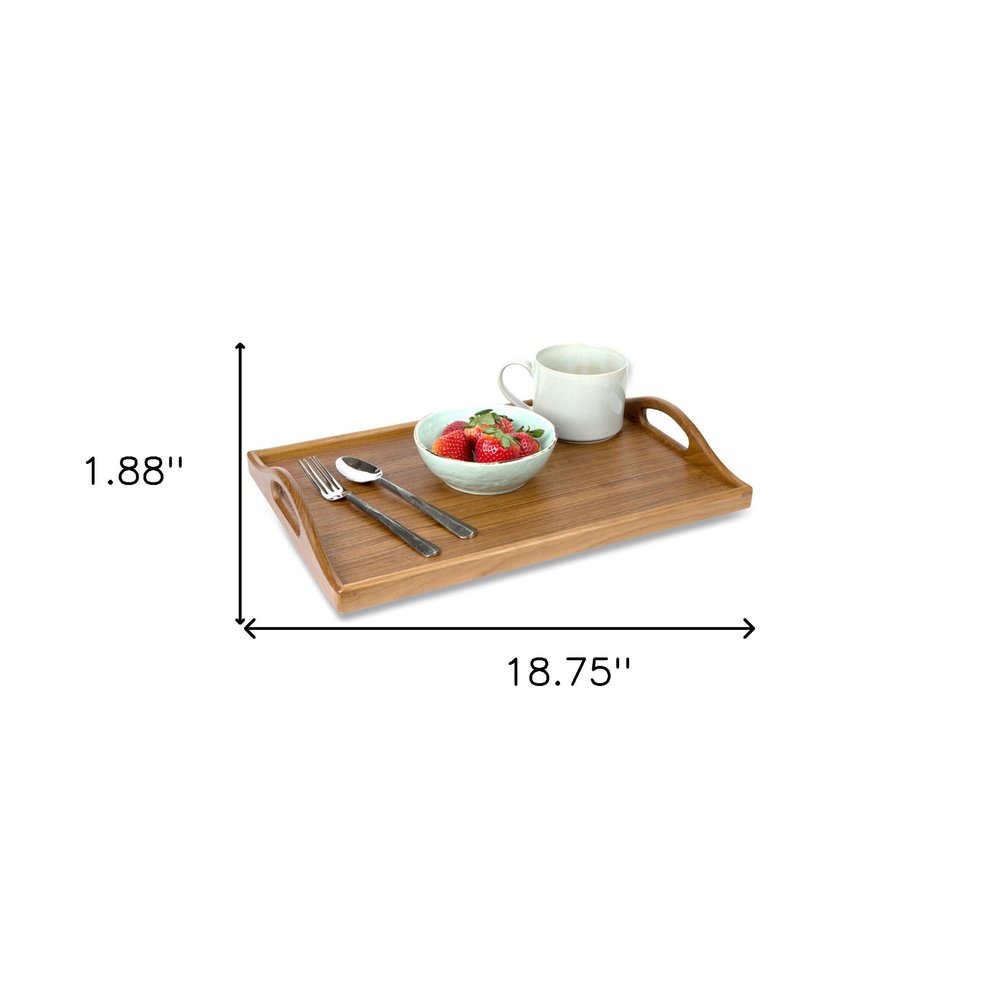 19" Brown Teak Handmade Serving Tray HomeRoots