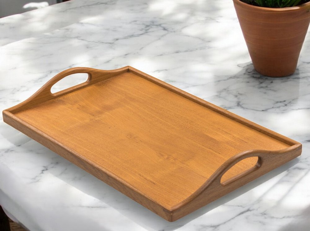 Designer Solid Teak 19" Serving Tray HomeRoots