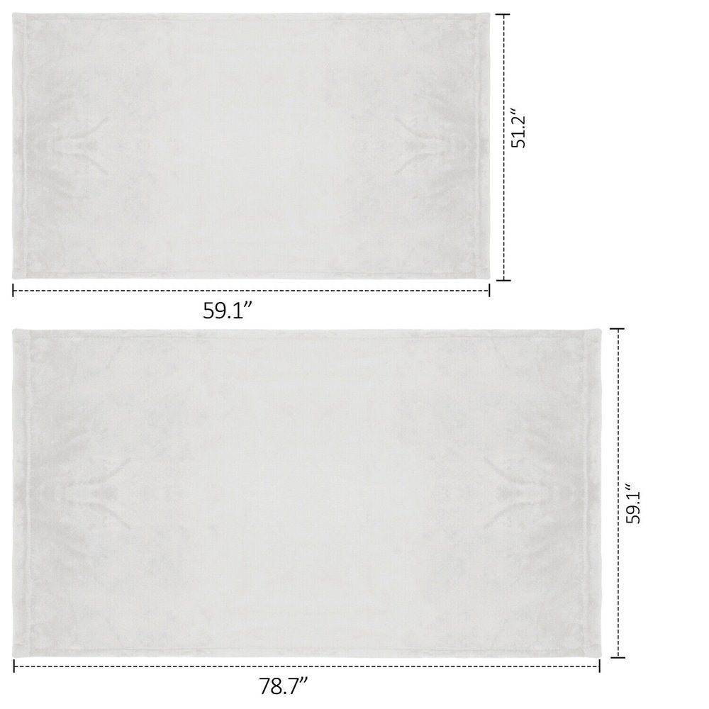 Twin White Polyester Woven Plush Blanket HomeRoots