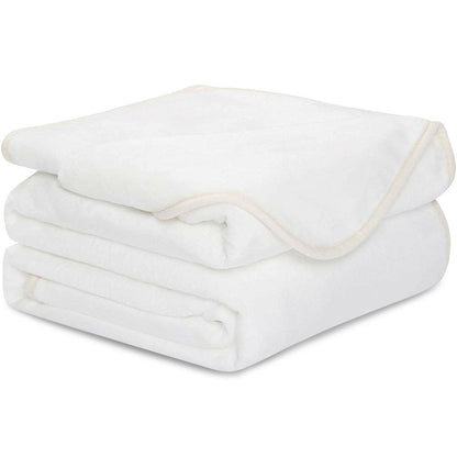 Twin White Polyester Woven Plush Blanket HomeRoots