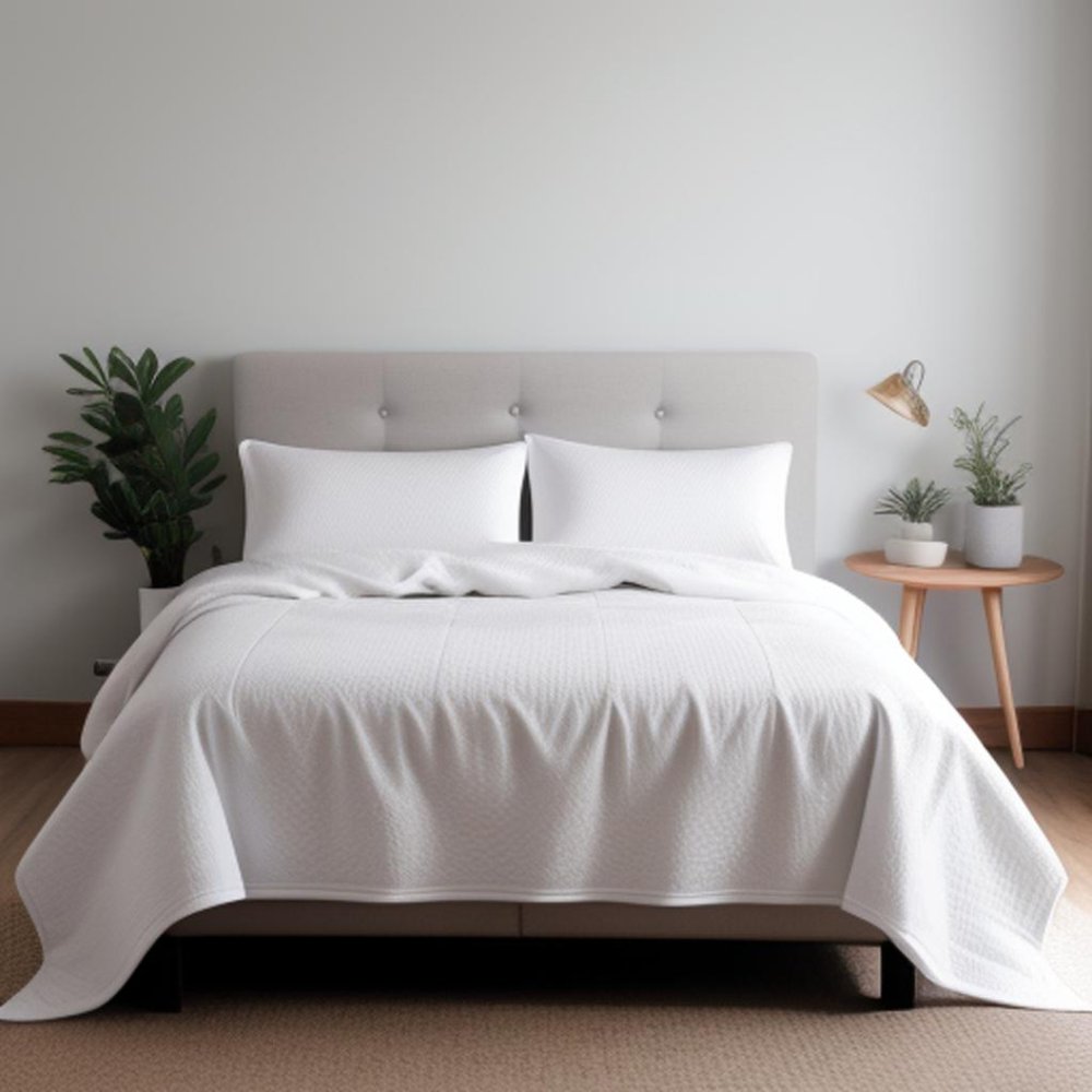 Twin White Polyester Woven Plush Blanket HomeRoots