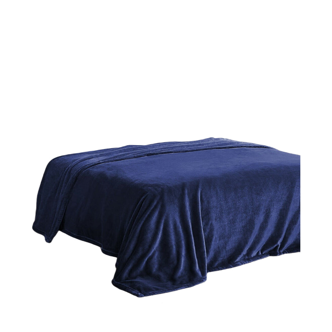 Blue Woven Polyester Solid Color Twin Xl Blanket