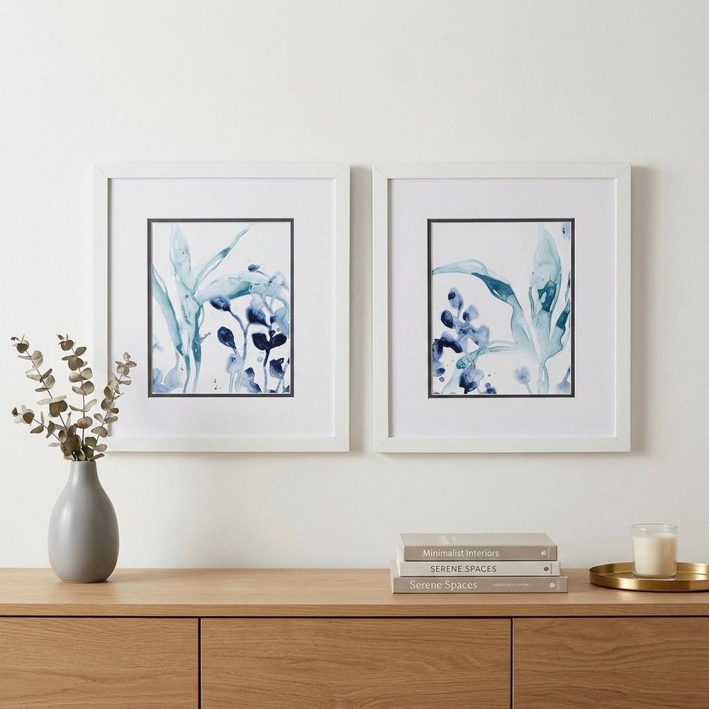 Set of Two Blue Flower Framed Art — view 5