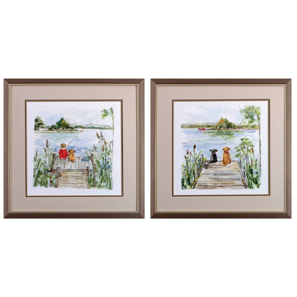 Set Of Two Lake Bronze Framed Print Wall Art HomeRoots