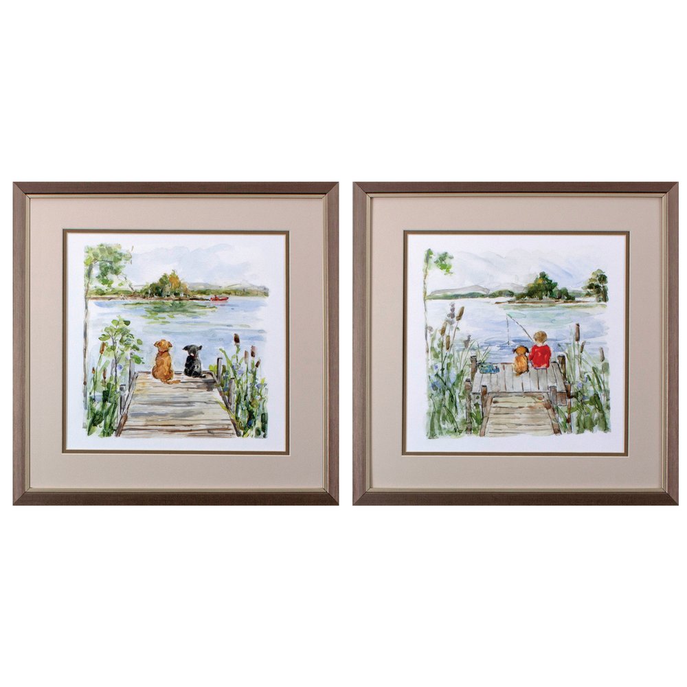 Set Of Two Lake Bronze Framed Print Wall Art HomeRoots