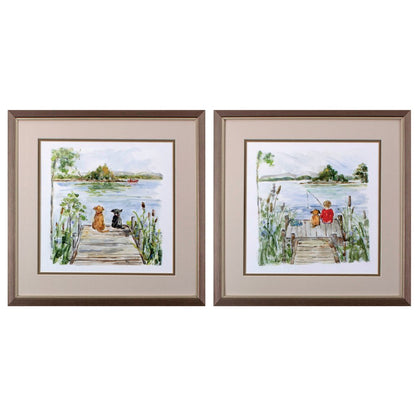 Set Of Two Lake Bronze Framed Print Wall Art HomeRoots