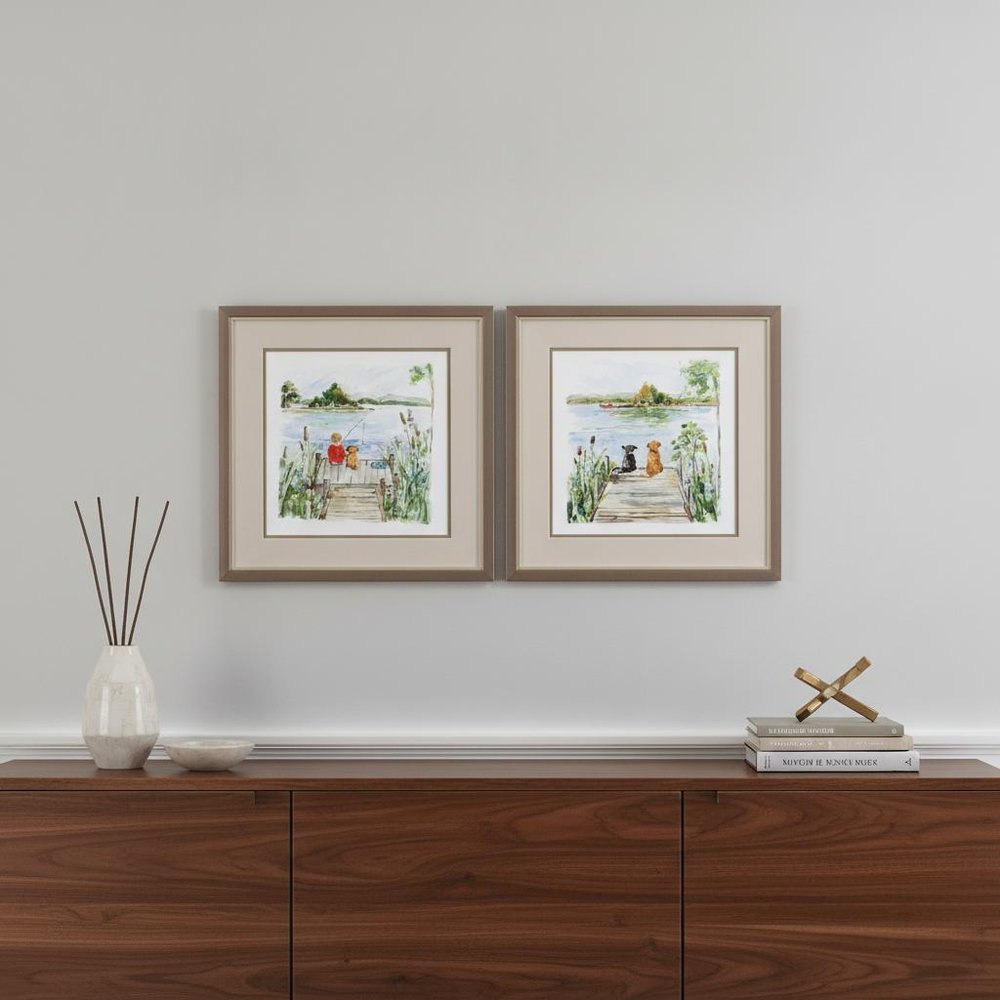 Set Of Two Lake Bronze Framed Print Wall Art HomeRoots
