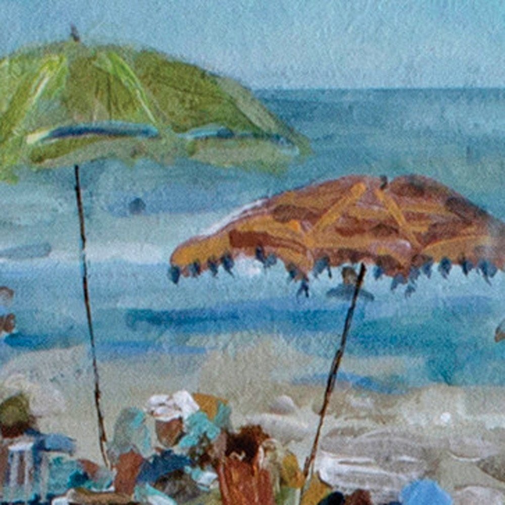 Set of Two Blue Day At The Beach Square Framed Art — view 2